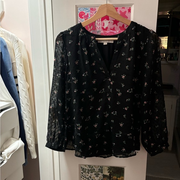 LOFT FLORAL LONG SLEEVE BLOUSE - Picture 1 of 3